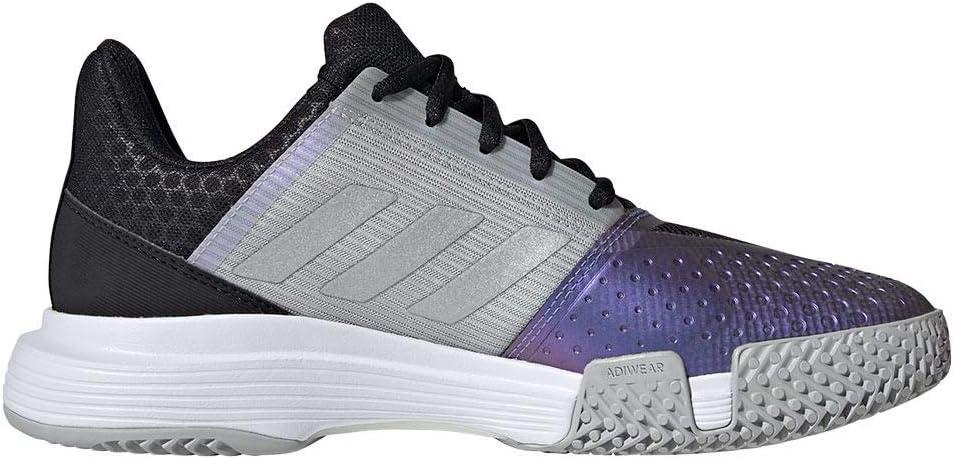 imageadidas Womens Courtjam Bounce Tennis ShoeBlackSilver MetallicGrey