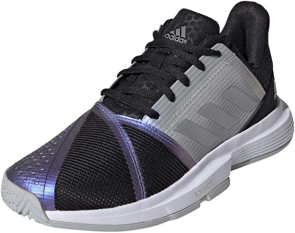 imageadidas Womens Courtjam Bounce Tennis ShoeBlackSilver MetallicGrey