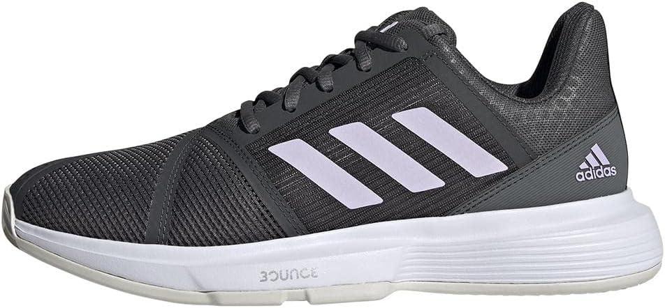 imageadidas Womens Courtjam Bounce Tennis ShoeGreyPurple TintWhite
