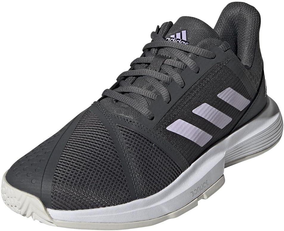 imageadidas Womens Courtjam Bounce Tennis ShoeGreyPurple TintWhite