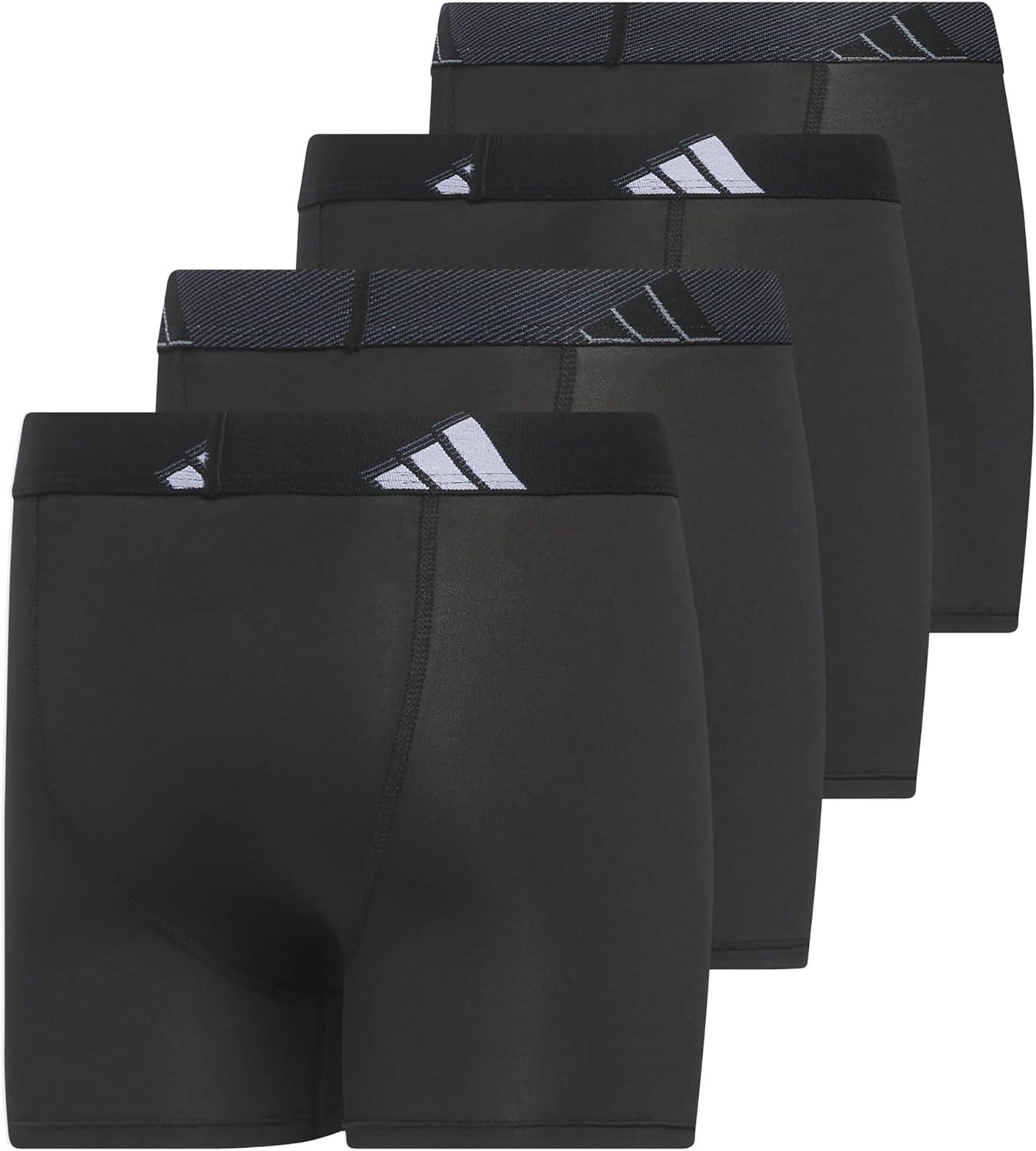 imageadidas boys Youth Performance 4pack Boxer Brief Kids Underwear Boys Athletic Fit Microfiber Boxer BriefsBlackOnix GreyGrey