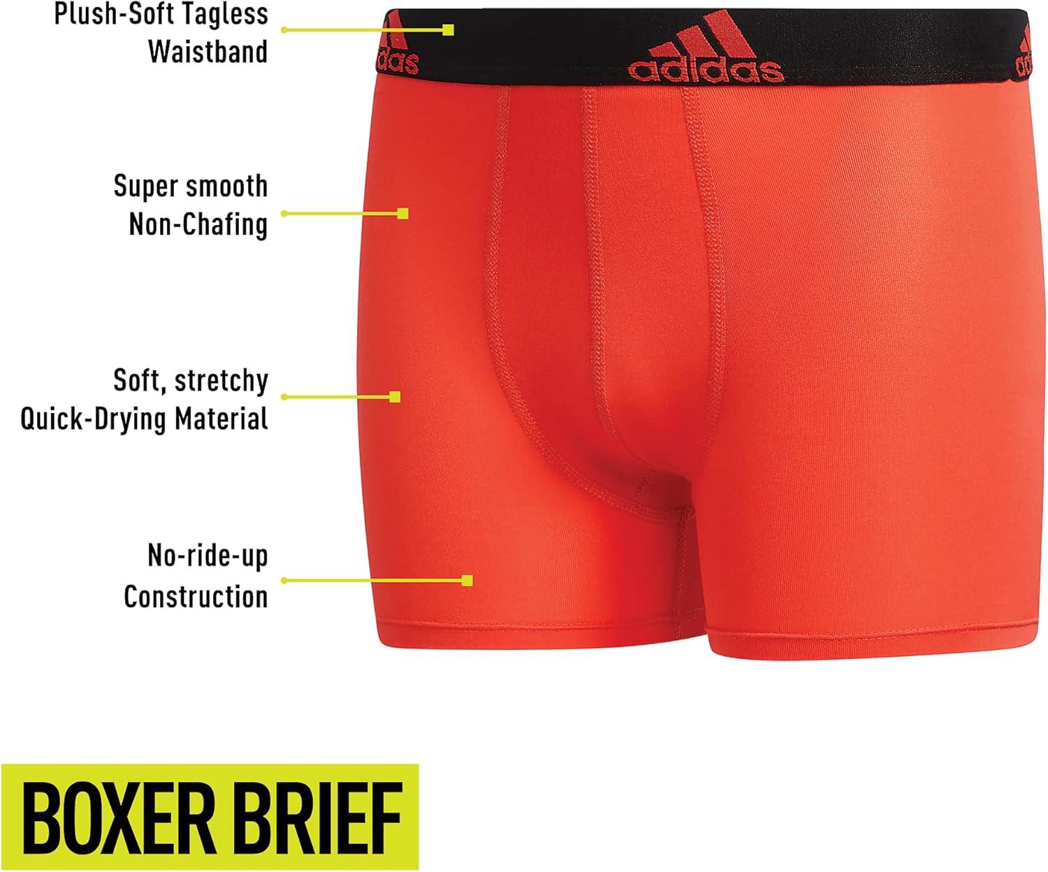 imageadidas boys Youth Performance 4pack Boxer Brief Kids Underwear Boys Athletic Fit Microfiber Boxer BriefsLegend Ink BlueClear Onix GreyBright Red