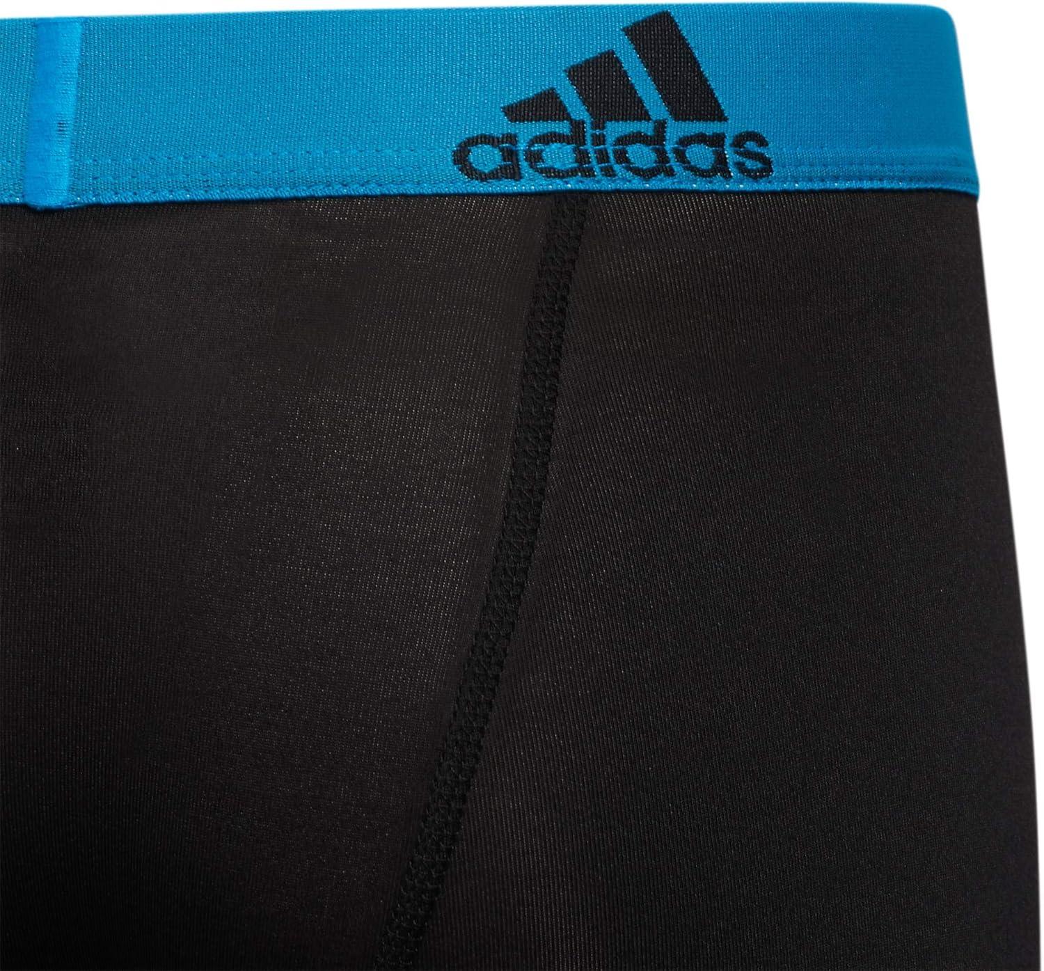 imageadidas boys Youth Performance 4pack Boxer Brief Kids Underwear Boys Athletic Fit Microfiber Boxer BriefsSolar BlueBlackGrey