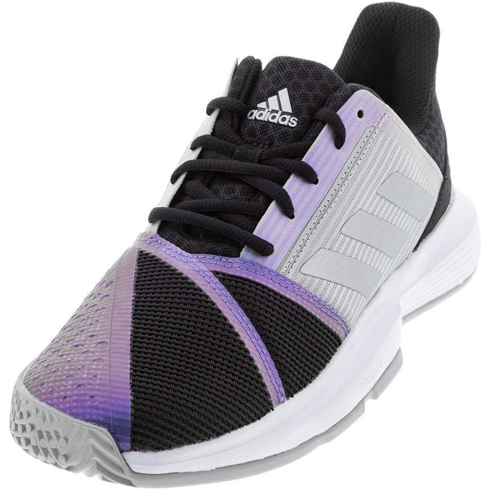imageadidas Womens Courtjam Bounce Tennis ShoeBlackSilver MetallicGrey