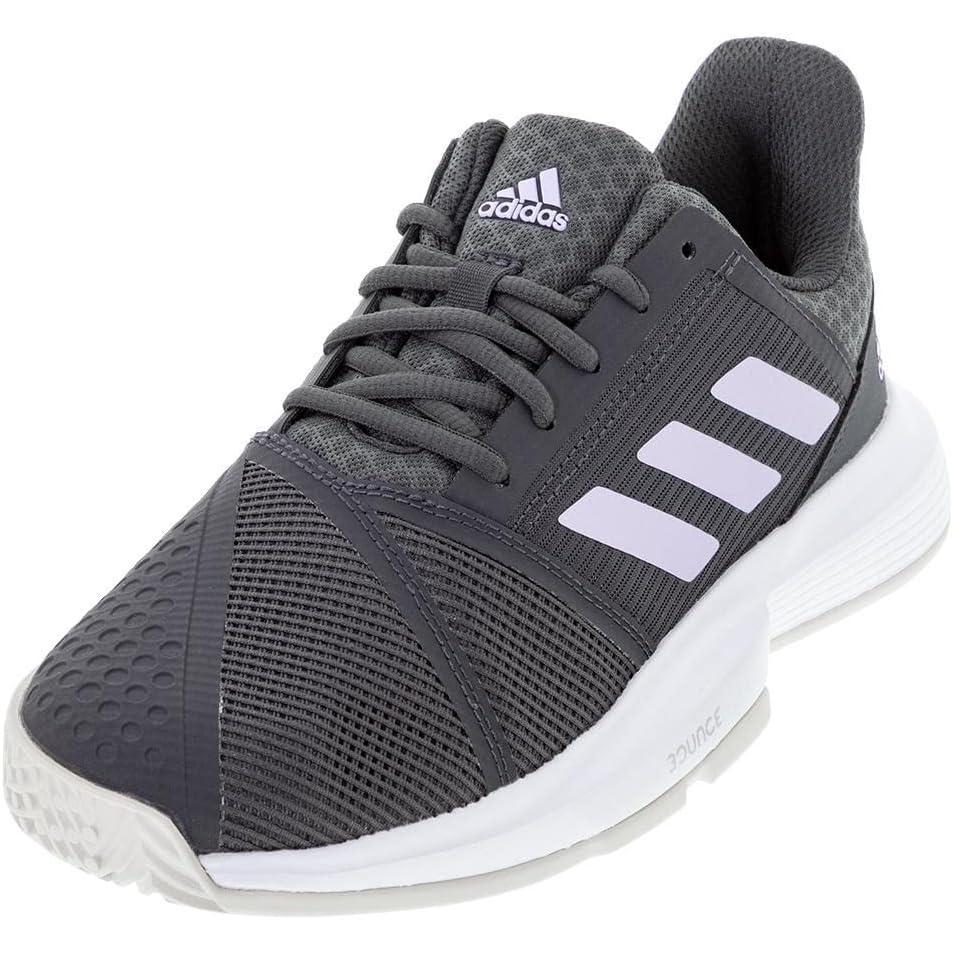 imageadidas Womens Courtjam Bounce Tennis ShoeGreyPurple TintWhite