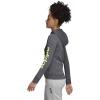 imageadidas Womens Essentials Linear HoodieDark Grey HeatherSignal Green