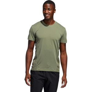 imageadidas Mens Aero 3S Crew Neck Short Sleeve Athletic Training Casual Tops Casual  WhiteLegacy Green