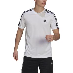 imageadidas Mens Aero 3S Crew Neck Short Sleeve Athletic Training Casual Tops Casual  WhiteWhiteBlack