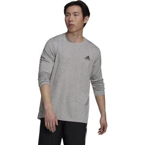 imageadidas Mens Aeroready Designed 2 Move Feelready Sport Long Sleeve TeeMedium Grey HeatherBlack