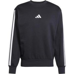 imageadidas Mens Essentials 3Stripes Fleece SweatshirtBlackWhiteBlack