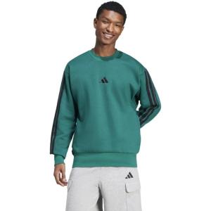 imageadidas Mens Essentials 3Stripes Fleece SweatshirtCollegiate GreenBlack
