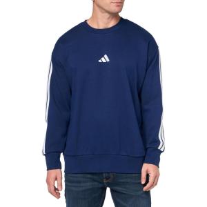 imageadidas Mens Essentials 3Stripes Fleece SweatshirtDark BlueWhite
