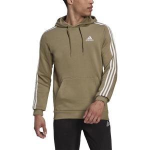 imageadidas Mens Essentials 3Stripes Fleece SweatshirtFocus OrangeWhite