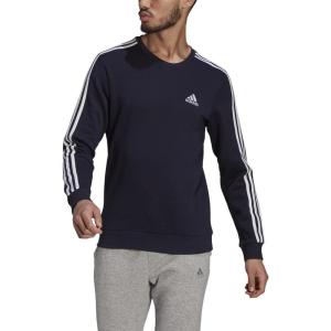 imageadidas Mens Essentials 3Stripes Fleece SweatshirtInkWhite