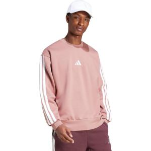 imageadidas Mens Essentials 3Stripes Fleece SweatshirtWarm ClayWhite