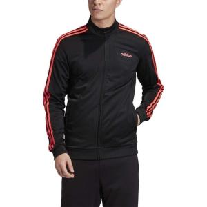 imageadidas Mens Essentials 3Stripes Tricot Track JacketBlackSignal Pink