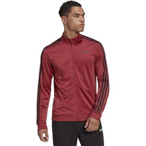 imageadidas Mens Essentials 3Stripes Tricot Track JacketLegacy RedBlack
