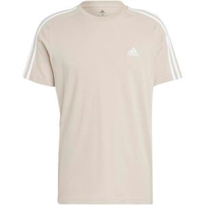 imageadidas Mens Essentials Single Jersey 3Stripes TShirtWonder Beige