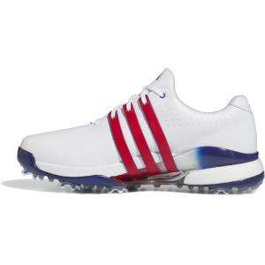 imageadidas Mens Tour360 24 Boost Golf ShoesFootwear WhiteBetter ScarletRoyal Blue