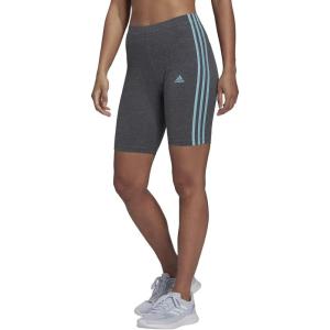 imageadidas Womens Essentials 3Stripes Bike ShortsDark Grey HeatherMint Ton