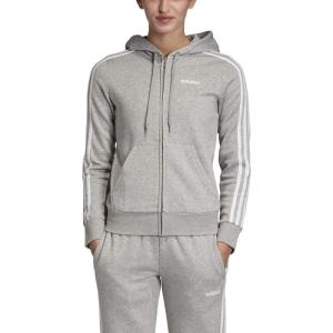 imageadidas Womens Essentials 3stripes Fleece Fullzip Hoodie SweatshirtMedium Grey HeatherWhite