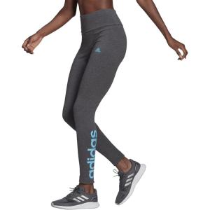 imageadidas Womens Essentials HighWaisted Logo LeggingsDark Grey HeatherApp Sky Rush