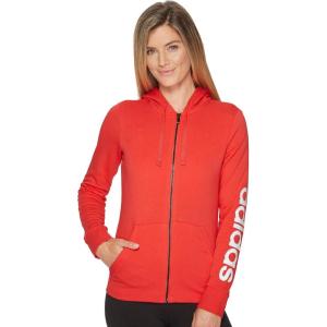 imageadidas Womens Essentials Linear Full Zip HoodieReal CoralWhite