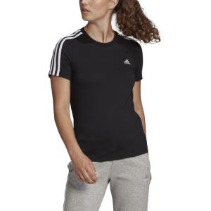 imageadidas Womens Essentials Slim 3Stripes TeeBlackWhite