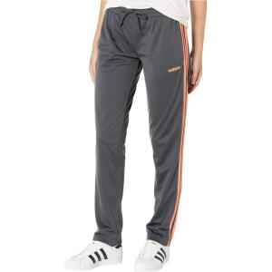 imageadidas Womens Standard Essentials 3Stripes Tricot Open Hem PantsDark Grey HeatherSemi Coral