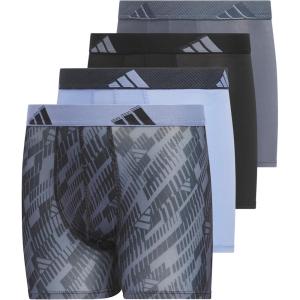 imageadidas boys Youth Performance 4pack Boxer Brief Kids Underwear Boys Athletic Fit Microfiber Boxer BriefsBlackBlue SparkGrey