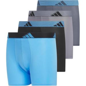 imageadidas boys Youth Performance 4pack Boxer Brief Kids Underwear Boys Athletic Fit Microfiber Boxer BriefsBlue BurstBlackGrey