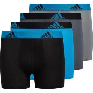 imageadidas boys Youth Performance 4pack Boxer Brief Kids Underwear Boys Athletic Fit Microfiber Boxer BriefsSolar BlueBlackGrey