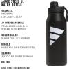 imageadidas 1 Liter 32 oz Metal Water Bottle HotCold DoubleWalled Insulated 188 Stainless Steel Focus Olive GreenBlack 32 OuncesBlackWhite2