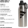 imageadidas 1 Liter 32 oz Metal Water Bottle HotCold DoubleWalled Insulated 188 Stainless Steel Focus Olive GreenBlack 32 OuncesStainless SteelBlack