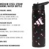 imageadidas 600 ML 20 oz Straw Top Metal Water Bottle HotCold DoubleWalled Insulated 188 Stainless Steel3 Bar Toss Blackclear PinkBlackClear Pink