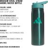 imageadidas 600 ML 20 oz Straw Top Metal Water Bottle HotCold DoubleWalled Insulated 188 Stainless SteelPreloved Teal GreenPowder Teal Green