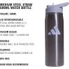 imageadidas 600 ML 20 oz Straw Top Metal Water Bottle HotCold DoubleWalled Insulated 188 Stainless SteelPreloved VioletSilver Violet Purple