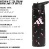 imageadidas 600 ML 20 oz Straw Top Metal Water Bottle HotCold DoubleWalled Insulated 188 Stainless SteelWarm Clay PinkQuiet Crimson Purple