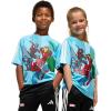imageadidas Boys Marvel SpiderMan TShirtBright CyanWhiteMulticolor