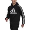 imageadidas Mens 3Stripes Fleece Hooded SweatshirtBlackWhite
