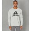 imageadidas Mens Basic Badge of Sport Long Sleeve TeeMedium Grey HeatherBlack