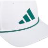 imageadidas Mens Midrange Structured HighCrown Slight Pre Curve Brim Adjustable Fit Snapback Hat with Retro Rope Cording DetailWhiteCollegiate GreenBlack