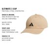 imageadidas Mens Ultimate Hat Relaxed Crown Adjustable Fit Strapback Cotton Baseball CapWarm Sandstone BeigeBlack30
