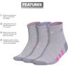 imageadidas Womens Cushioned Quarter Socks 3Pair with Arch CompressionCool Light HeatherLucid Fuchsia PinkBlue Fusion