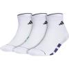 imageadidas Mens All Day Training Quarter Socks sports performance above the ankle height with cushioning for running 3PairWhiteSemi Court GreenDark Blue