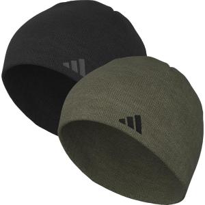 imageAdidas Mens Beanie 2Pack  Standard Fit Winter Knit Hat Skull CapBlackGrey SixOlive Strata Green Black