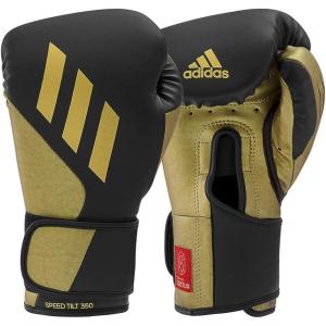 imageAdidas Tilt 350 PRO Training Gloves  Hook ampamp Loop with New Tilt Technology  for Men Women Unisex  Sustainable Vegan Leather Boxing Kickboxing MMA Training GlovesBlackGold Met