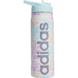 imageadidas 600 ML 20 oz Straw Top Metal Water Bottle HotCold DoubleWalled Insulated 188 Stainless SteelAdi Multi CollageAlmost BlueGrey