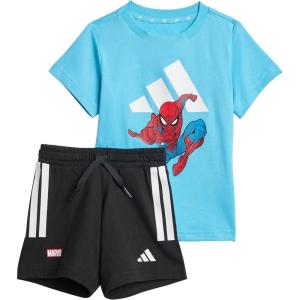 imageadidas Baby Girls Marvel SpiderMan TShirt SetBright CyanWhite