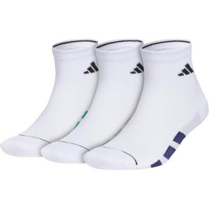 imageadidas Mens All Day Training Quarter Socks sports performance above the ankle height with cushioning for running 3PairWhiteSemi Court GreenDark Blue